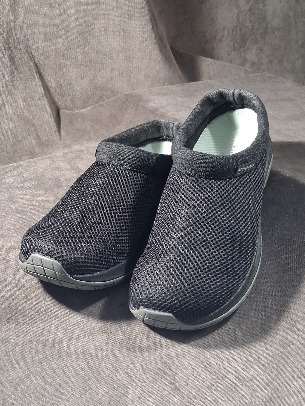 Merrell Encore Breeze 5 Black and Grey Fabric + Mesh Slip On Shoes VG US 9